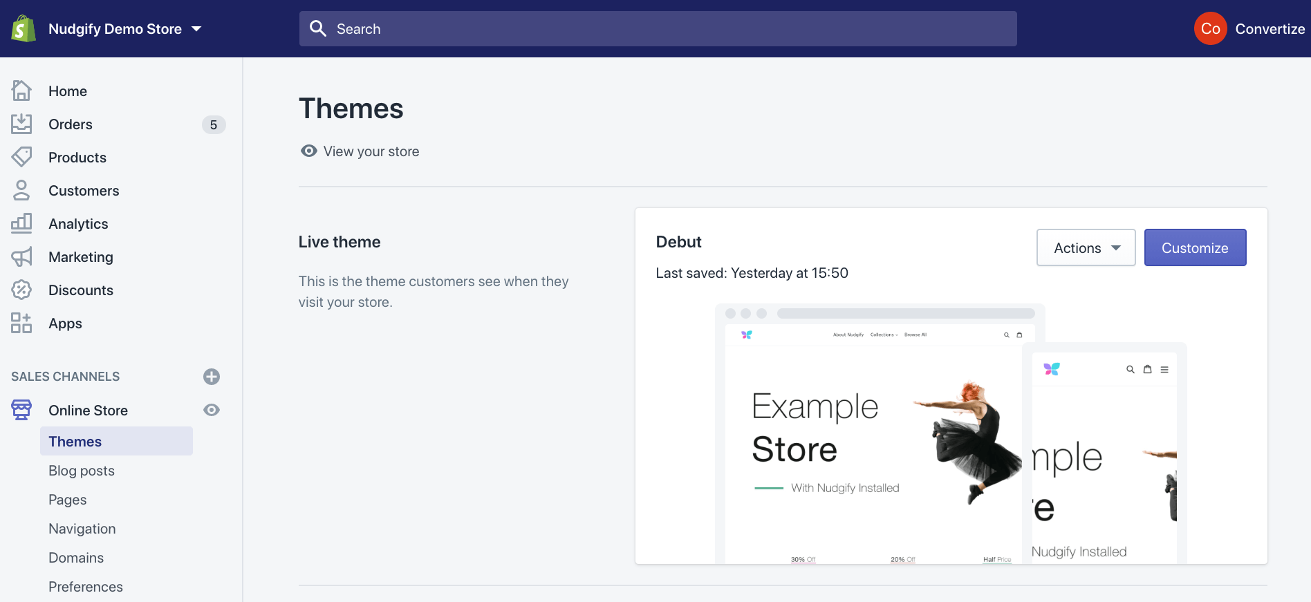 theme editor shopify