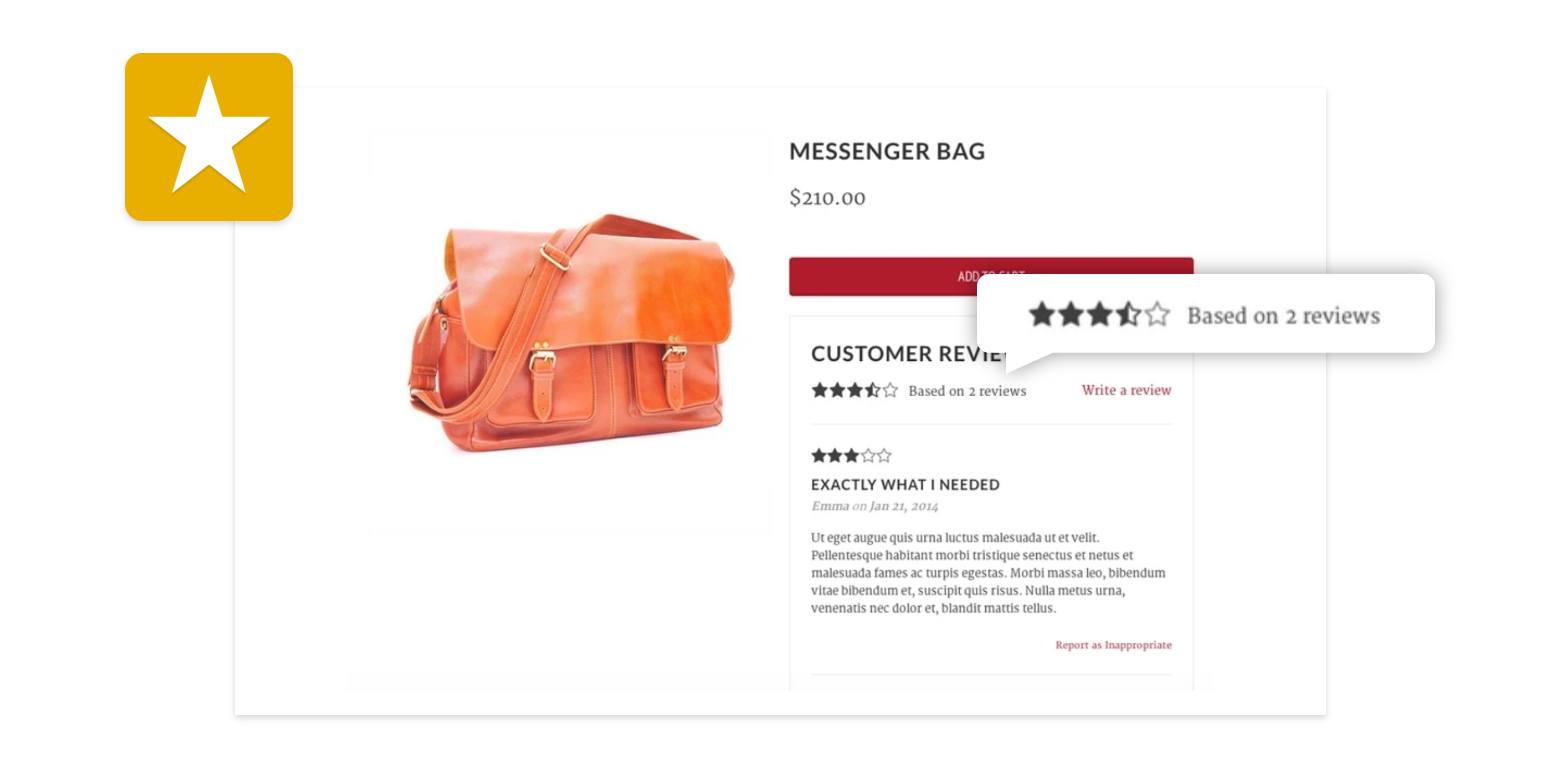 shopify product page reviews feature