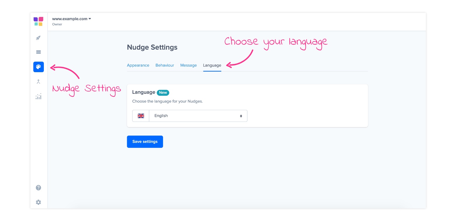 language settings nudgify