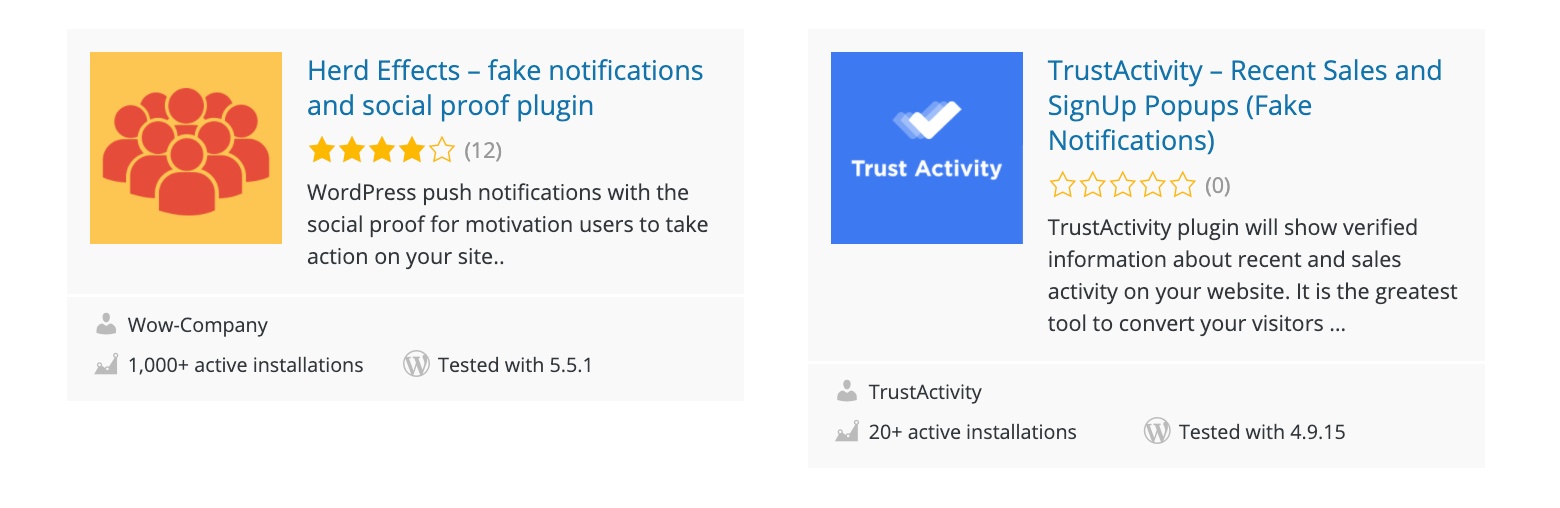 fake social proof notifications