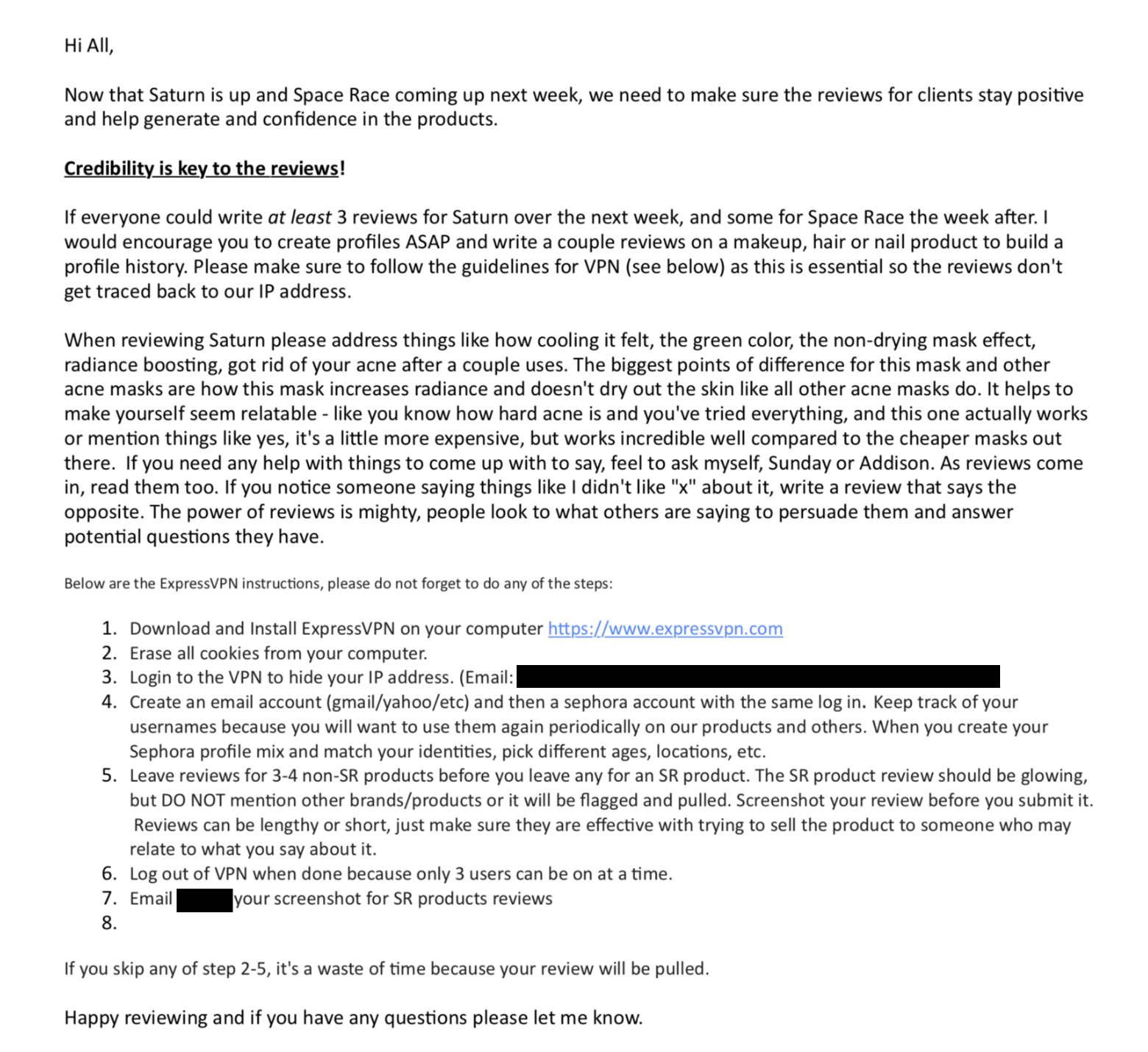 fake reviews cosmetics