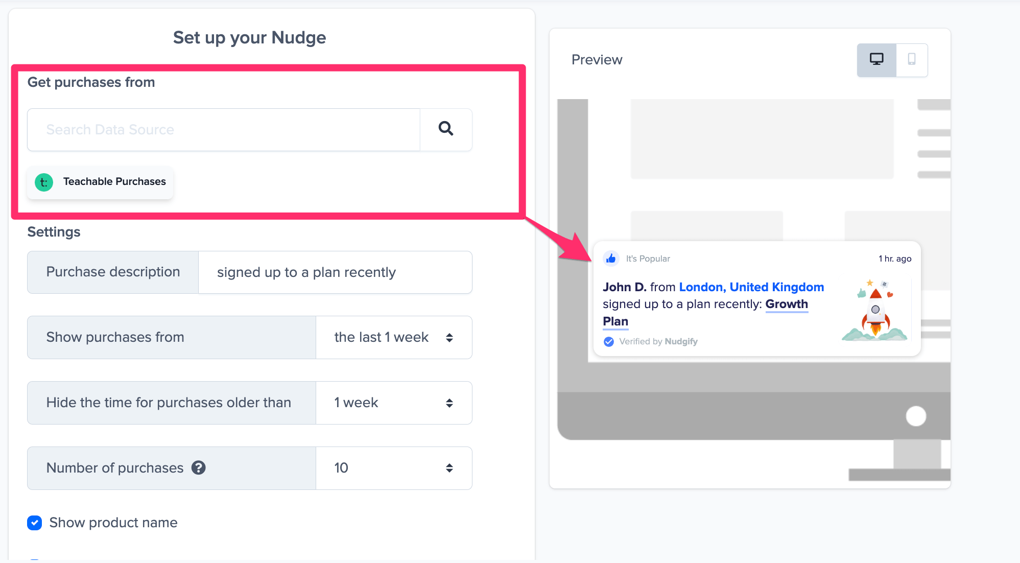 teachable purchase social proof